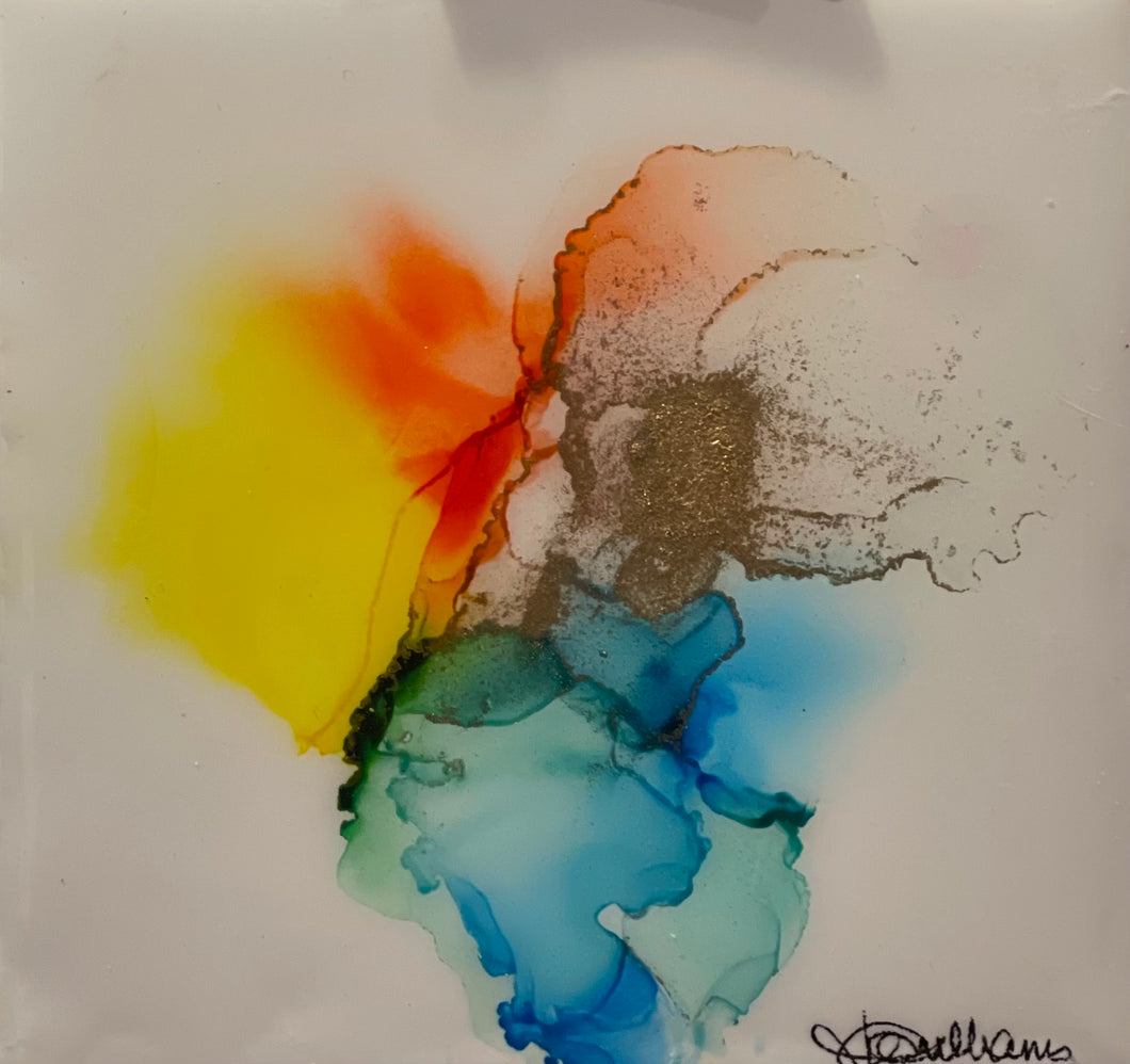 Alcohol Ink Abstract on Tile #2